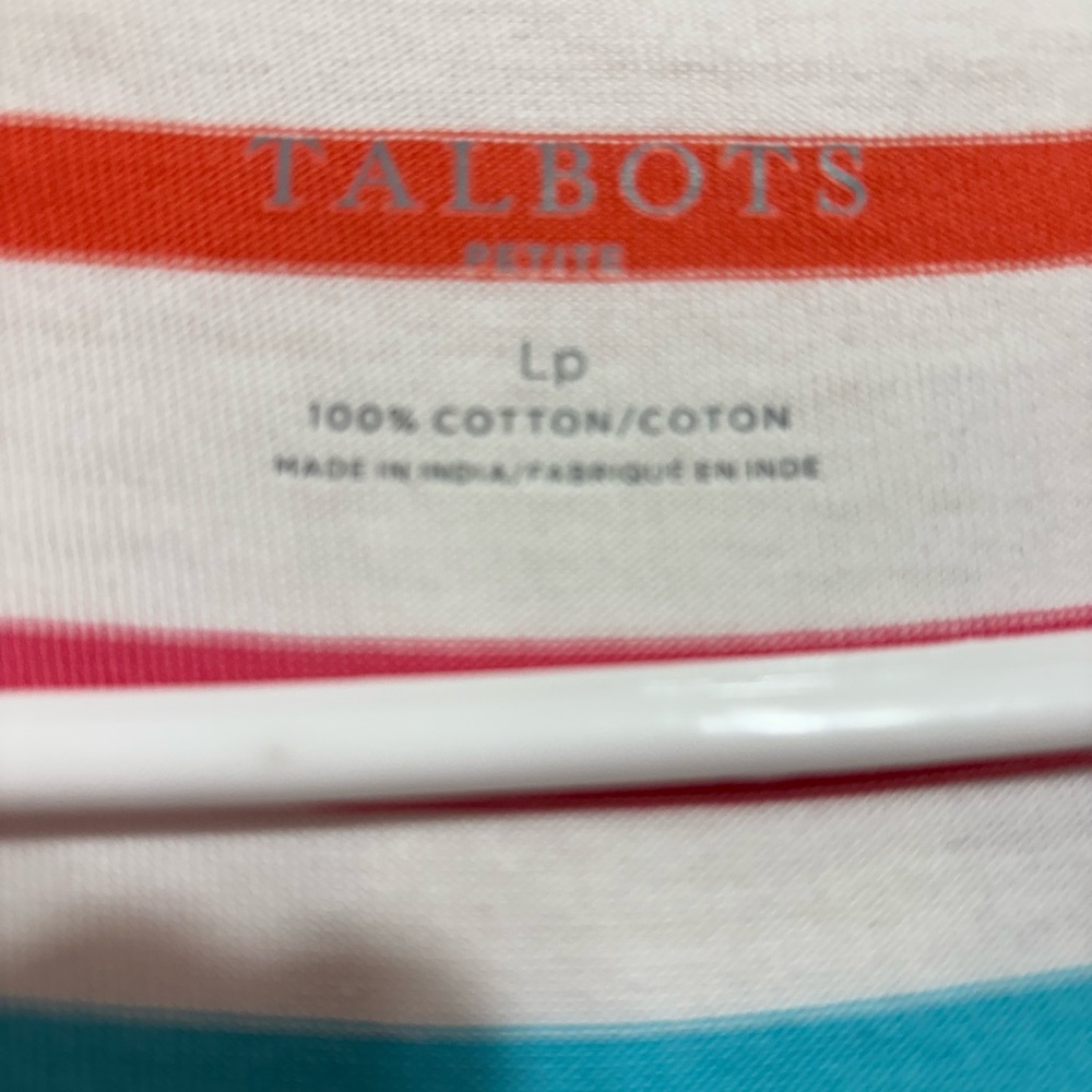Talbots White Multi-Color Striped Boatneck Blouse - Picture 2 of 6